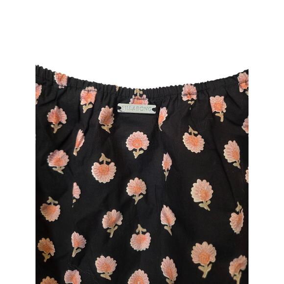 Billabong Breezy Palms Black Pebble Cotton Sundress Puff Sleeves Romantic NWT XL - Picture 12 of 16